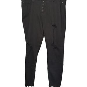 Torrid SZ 24XT Jeans Sky High Skinny NEW Black Button Fly Distressed Tall Denim